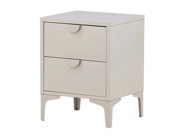 Table de Chevet 2 Tiroirs "Piring" 59cm Beige
