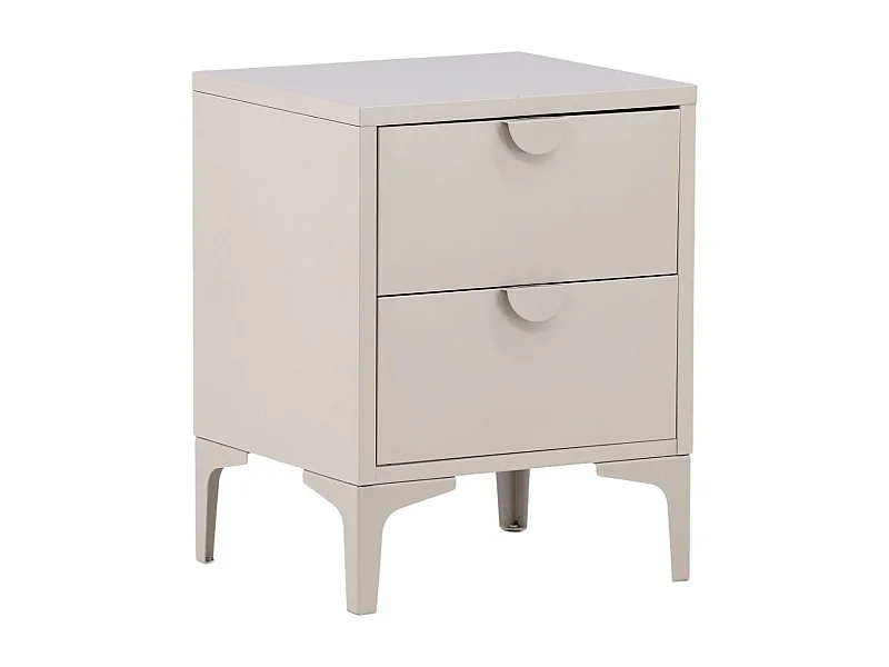 Table de Chevet 2 Tiroirs "Piring" 59cm Beige