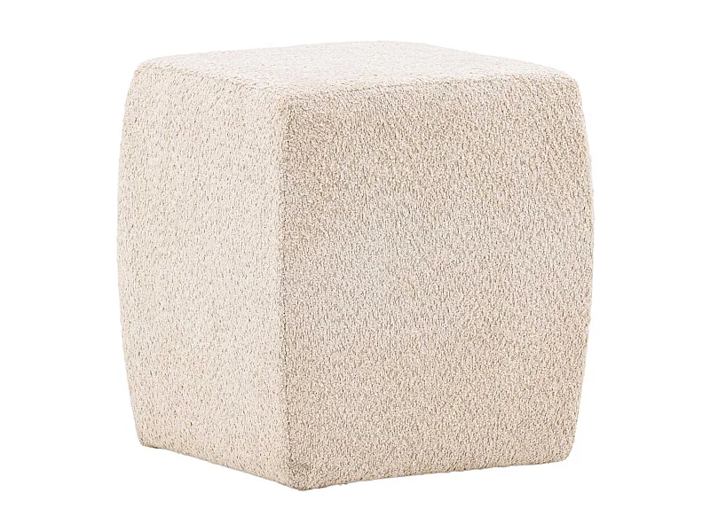 Pouf cube en tissu polaire beige NAPY