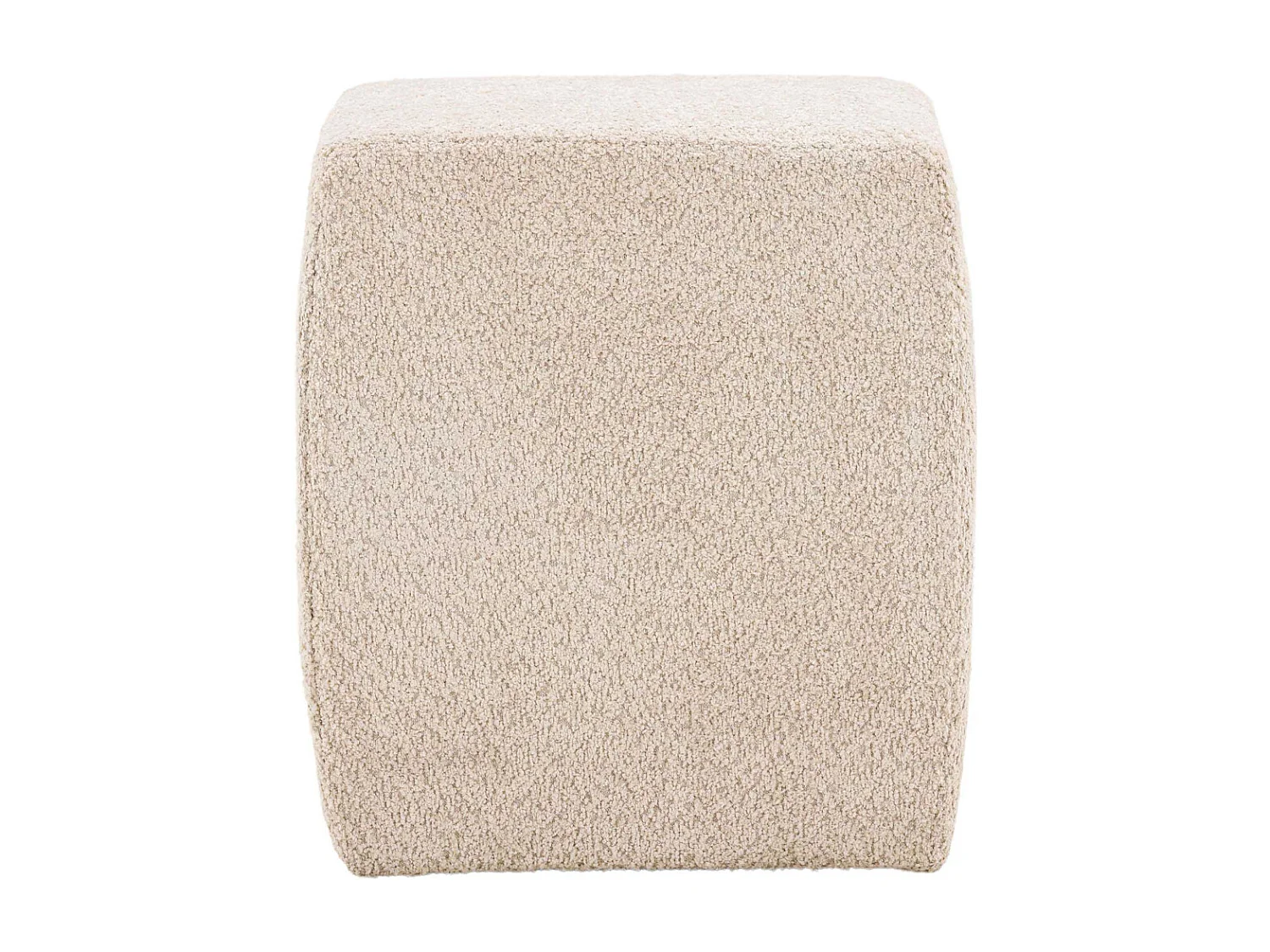 Pouf cube en tissu polaire beige NAPY