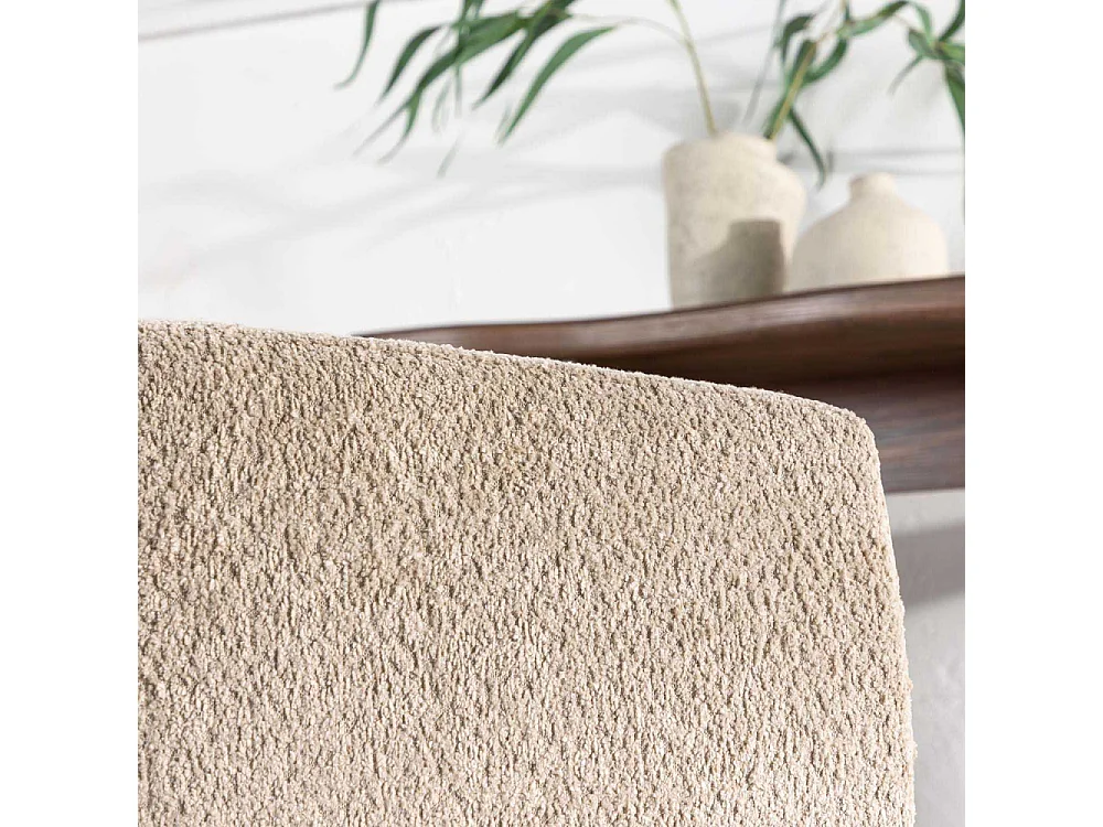 Pouf cube en tissu polaire beige NAPY