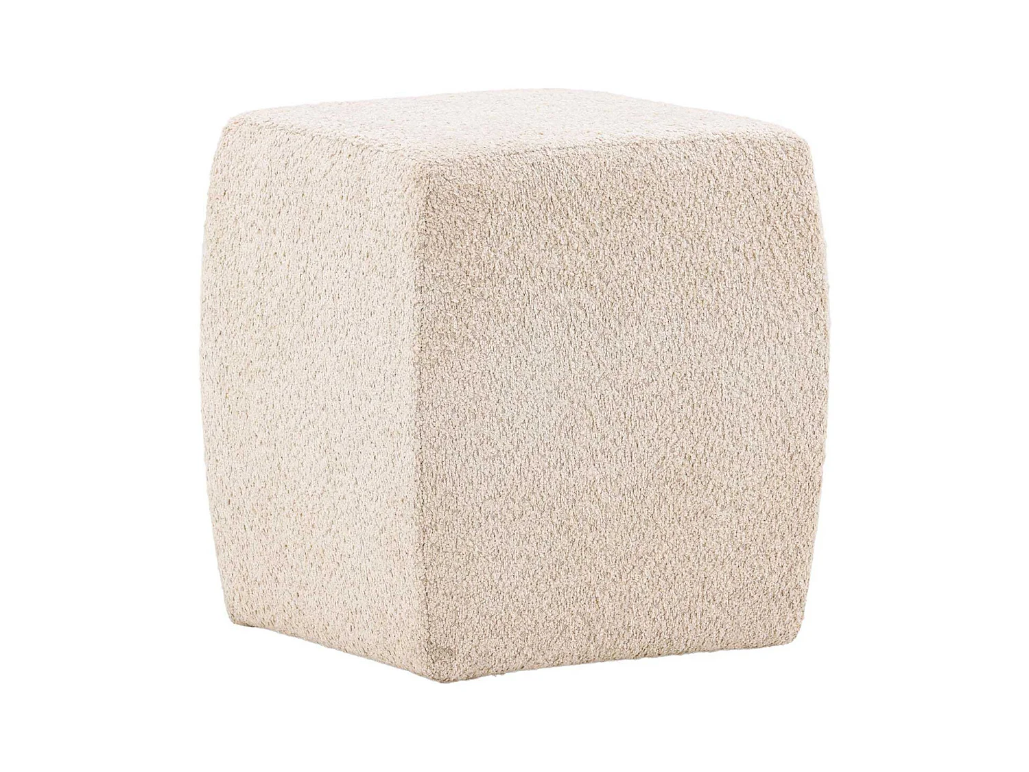 Pouf cube en tissu polaire beige NAPY