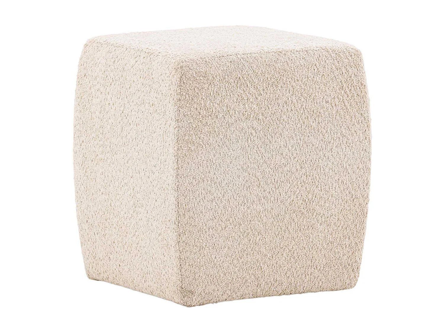 Pouf cube en tissu polaire beige NAPY