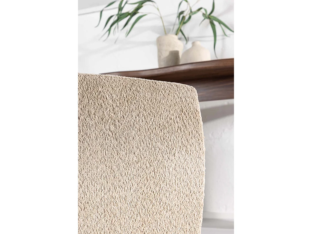 Pouf cube en tissu polaire beige NAPY