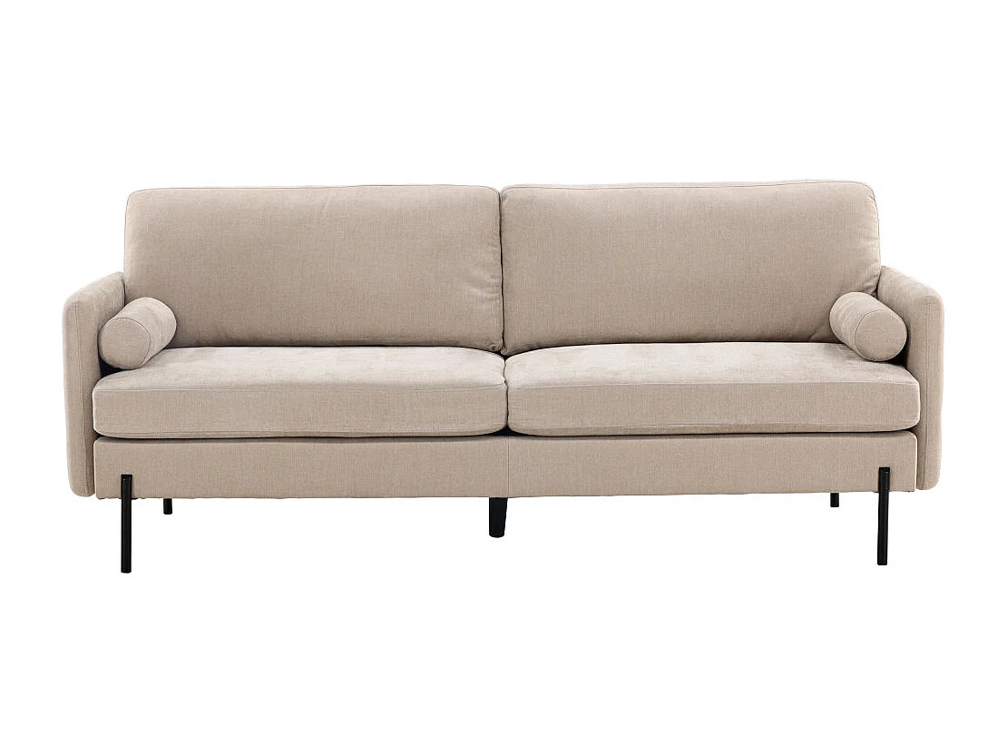 Pouf cube en tissu polaire beige NAPY