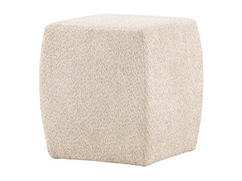 Pouf cube en tissu polaire beige NAPY