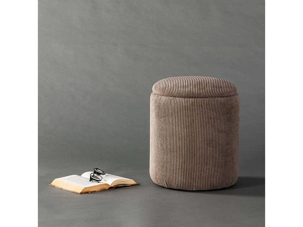 Pouf Coffre en Velours Côtelé "Limpen" 40cm Marron