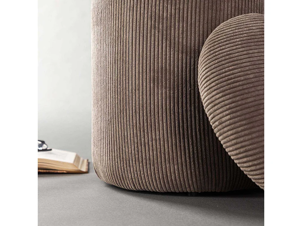 Pouf Coffre en Velours Côtelé "Limpen" 40cm Marron