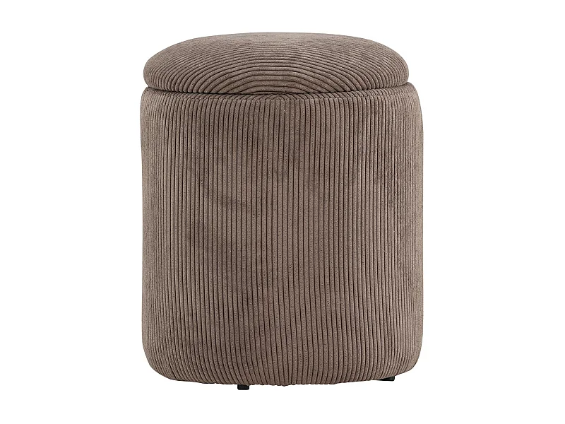 Pouf Limpen Ø32cm in velluto con contenitore marrone.