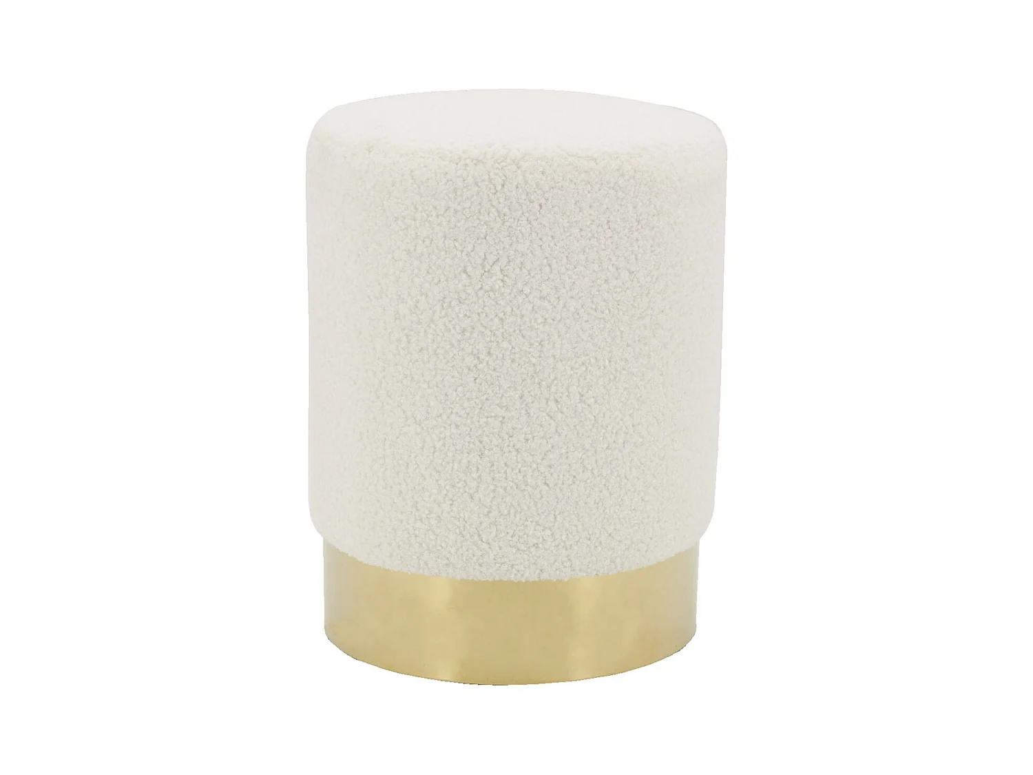 Pouf rond en bouclette et métal doré