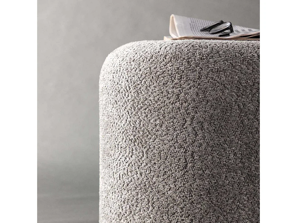 Pouf Tissu Bouclé "Peg" 46cm Gris