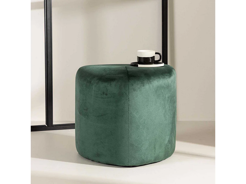 Pouf en Velours "Peg" 46cm Vert
