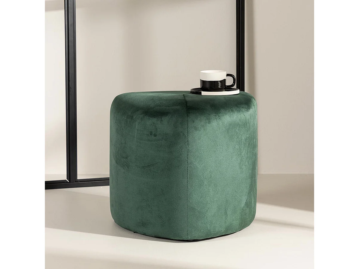 Pouf Peg Ø46cm velluto verde.