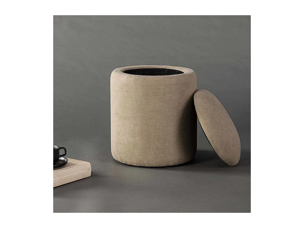 Pouf Coffre en Tissu "Limpen" 40cm Beige