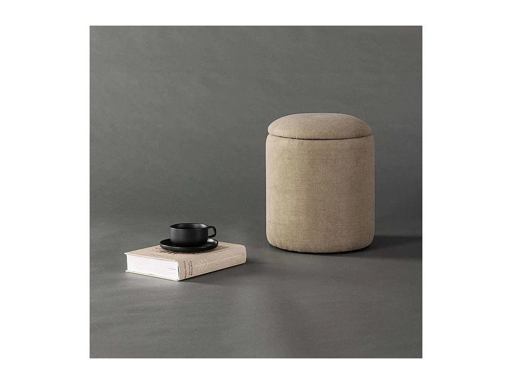 Pouf Coffre en Tissu "Limpen" 40cm Beige