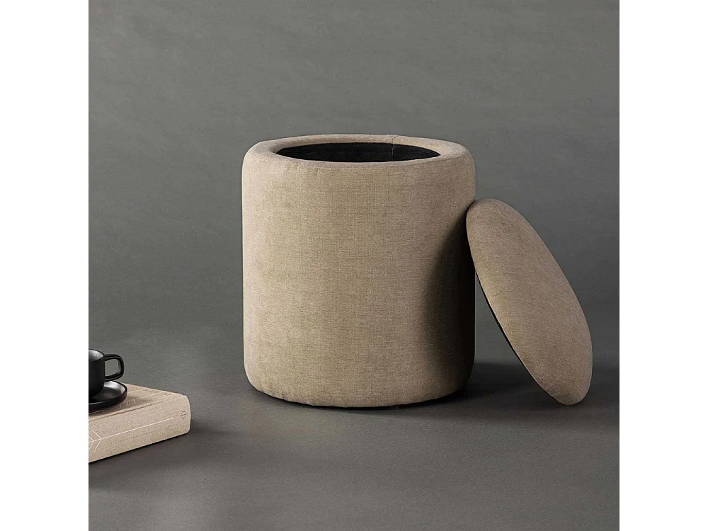 Pouf Coffre en Tissu "Limpen" 40cm Beige