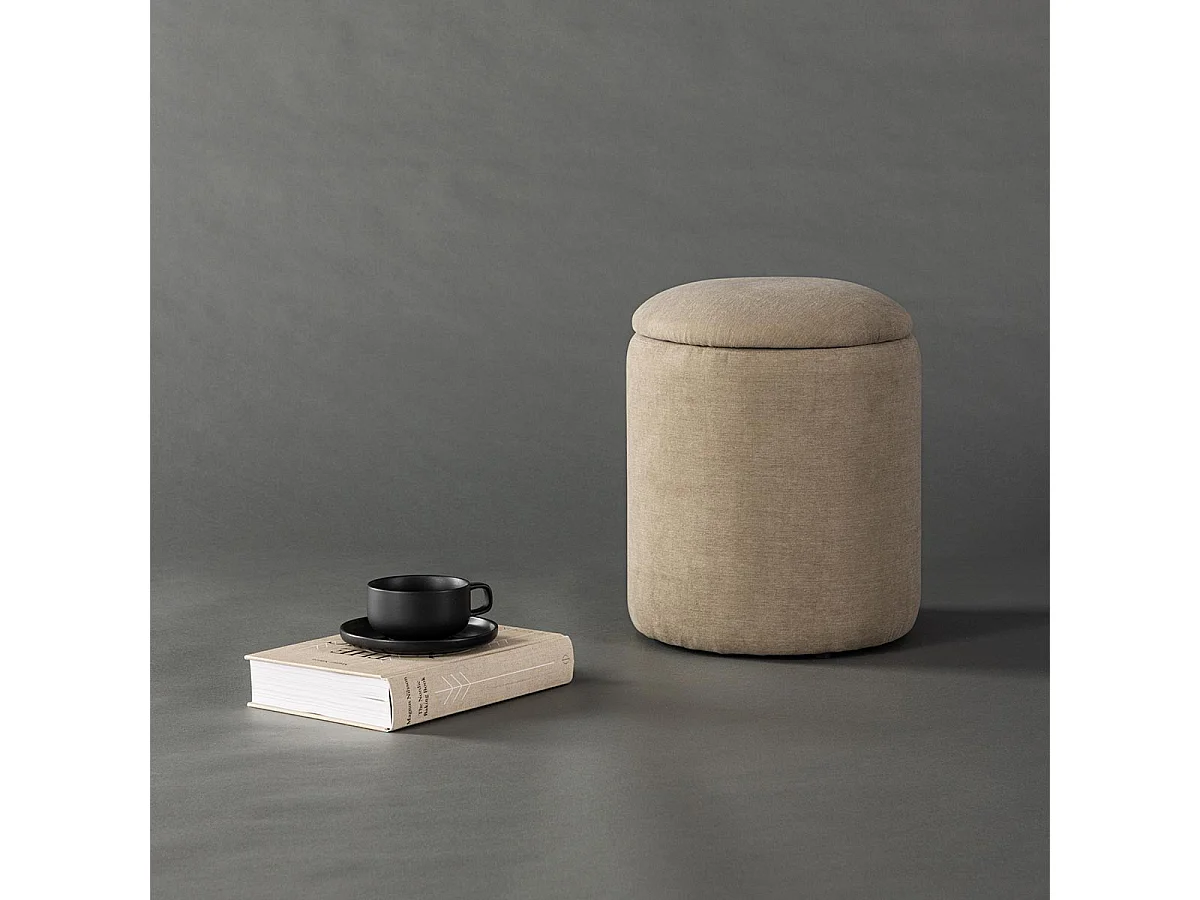 Pouf Coffre en Tissu "Limpen" 40cm Beige