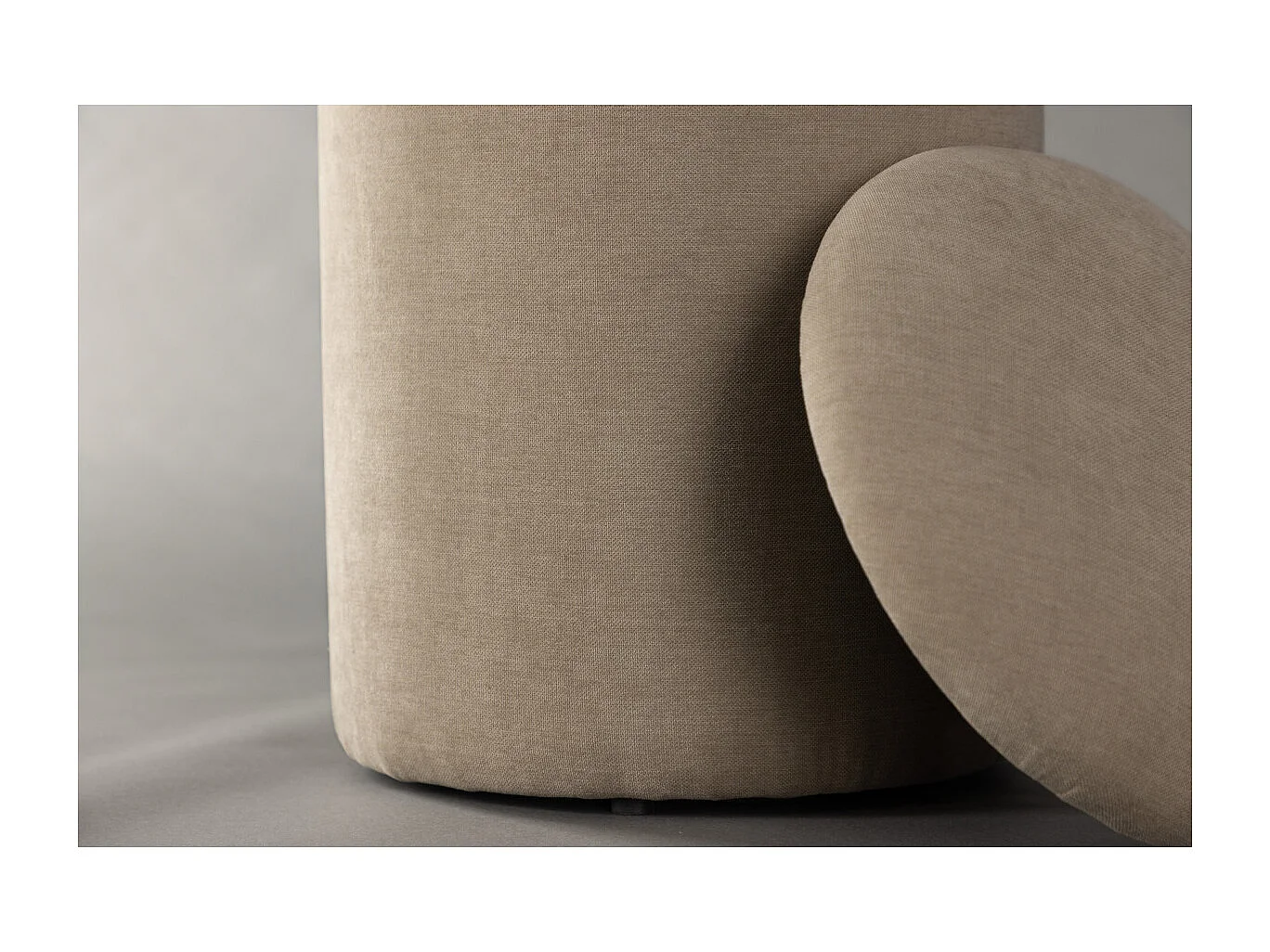 Pouf Coffre en Tissu "Limpen" 40cm Beige