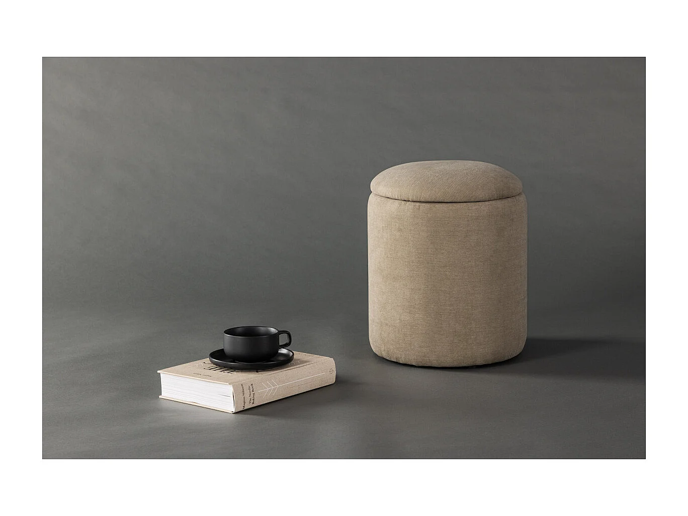 Pouf Coffre en Tissu "Limpen" 40cm Beige