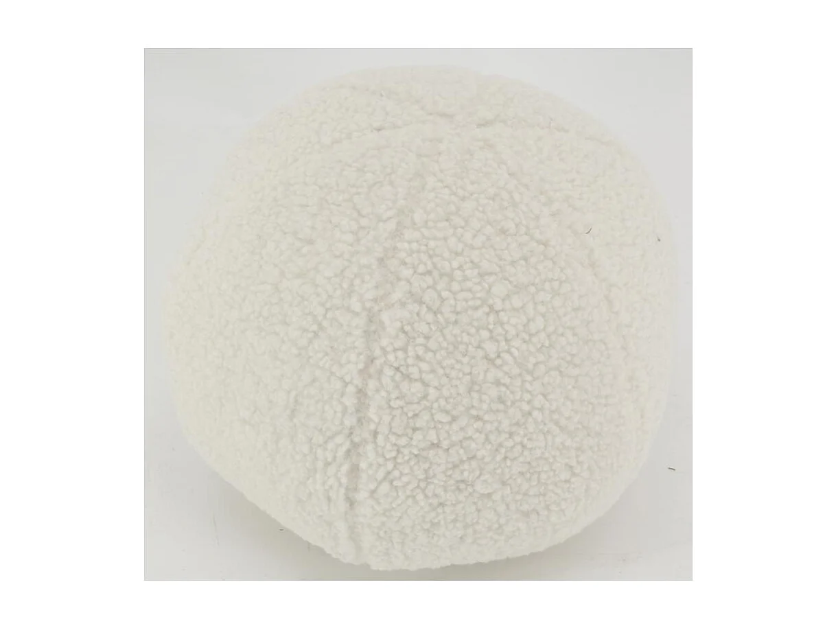 Pouf en tissu bouclettes blanc Rond