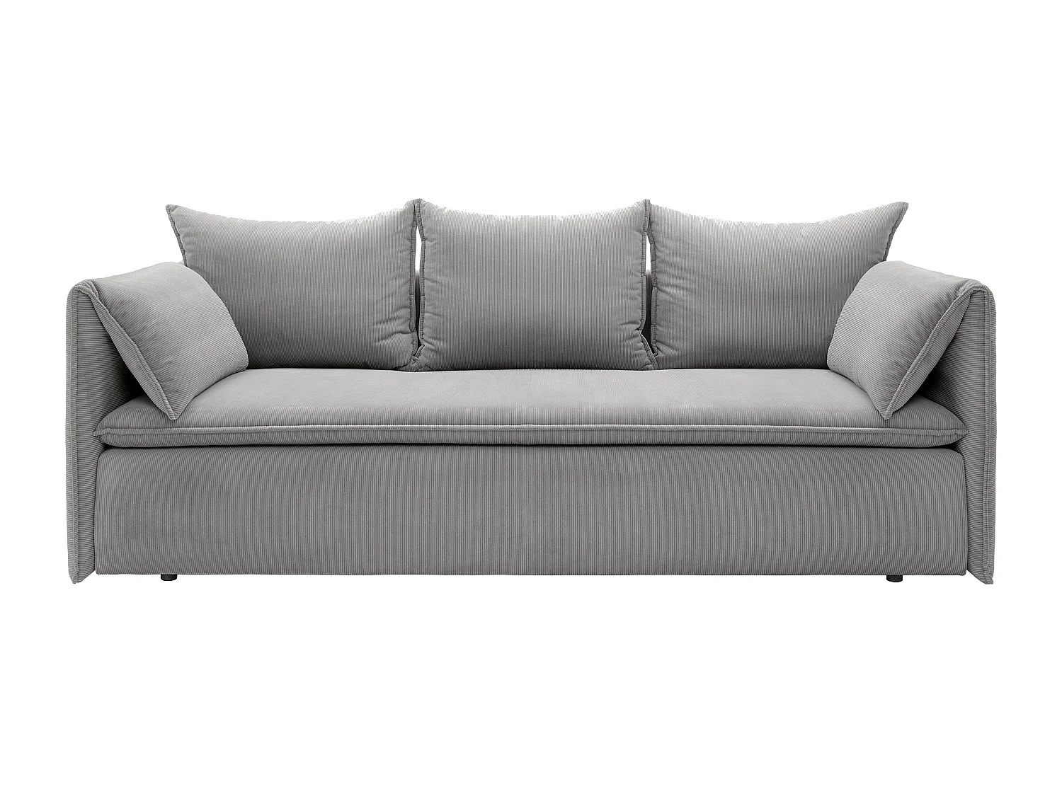Driezitsbank van grijs ribfluweel met fijne ribbels TEODORA