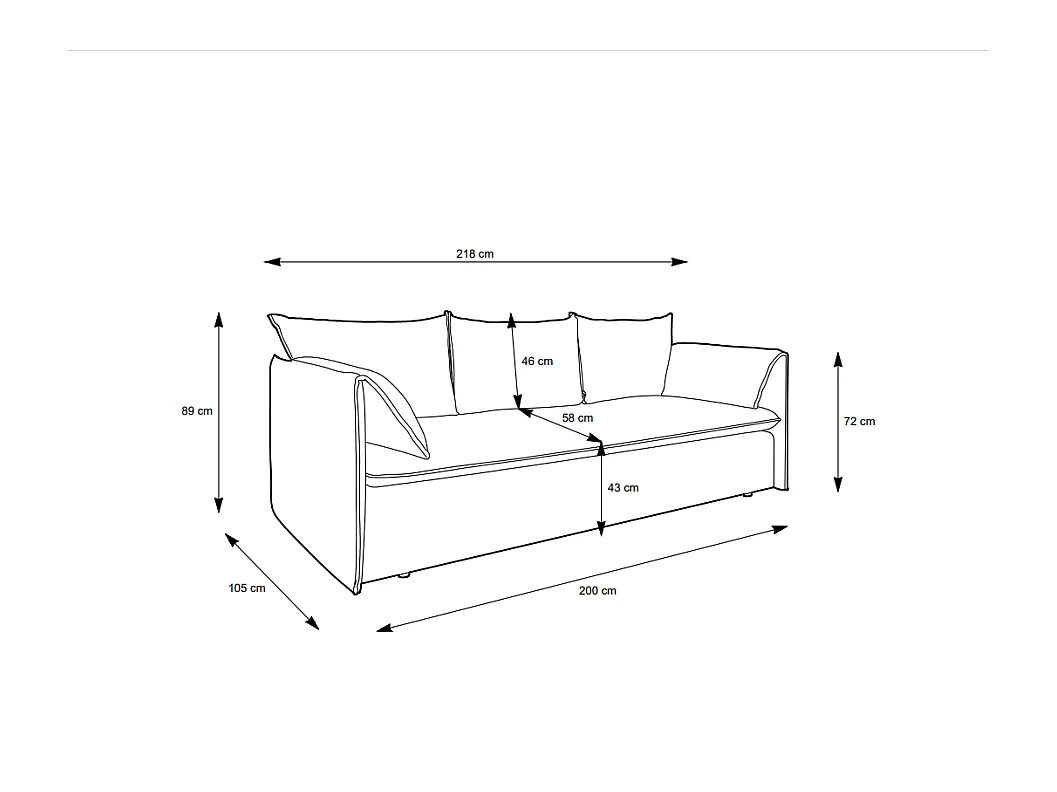 Sofa 3-Sitzer - Mit Schlaffunktion - Feincord - Grau - TEODORA