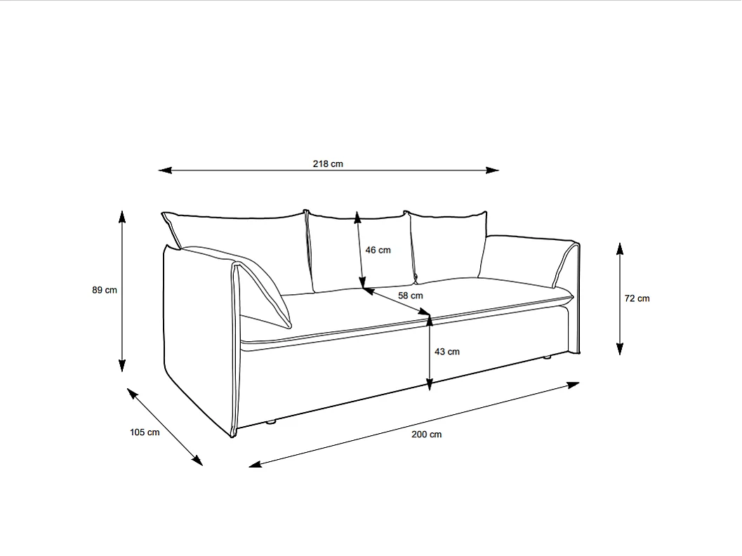 Sofa 3-Sitzer - Mit Schlaffunktion - Feincord - Grau - TEODORA