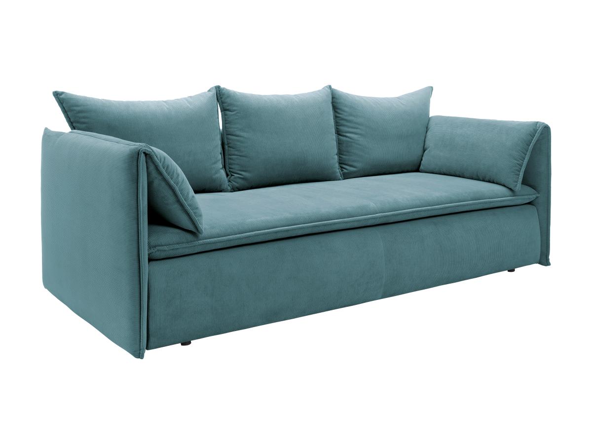 Sofa 3-Sitzer - Mit Schlaffunktion - Feincord - Blau - TEODORA günstig online kaufen