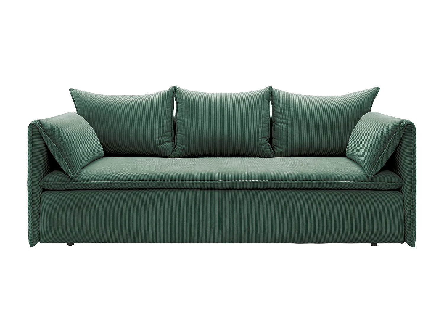 Driezitsbank van groen ribfluweel met fijne ribbels TEODORA