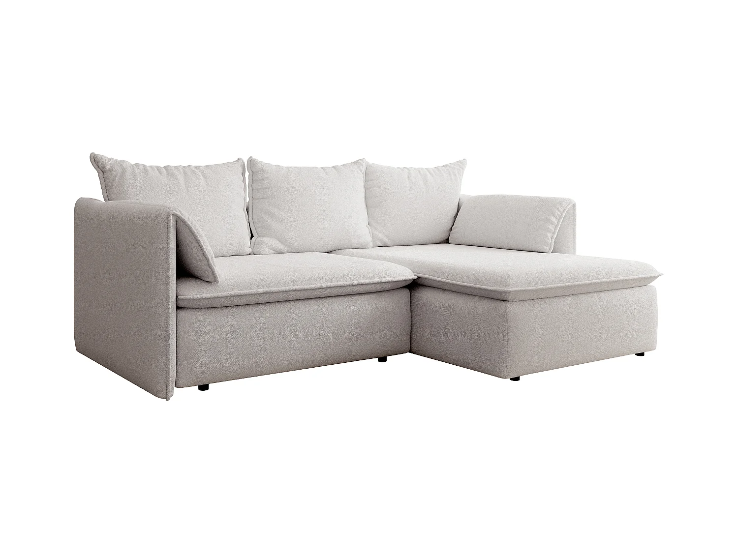 Canapé d'angle droit convertible en tissu texturé beige TEODORA
