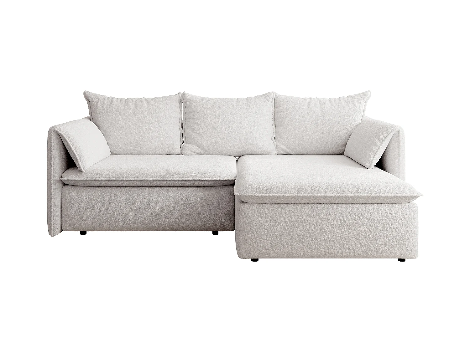 Canapé d'angle droit convertible en tissu texturé beige TEODORA