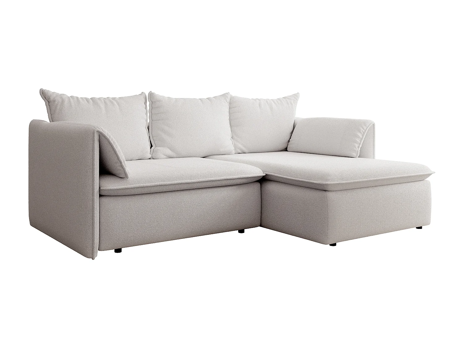 Canapé d'angle droit convertible en tissu texturé beige TEODORA