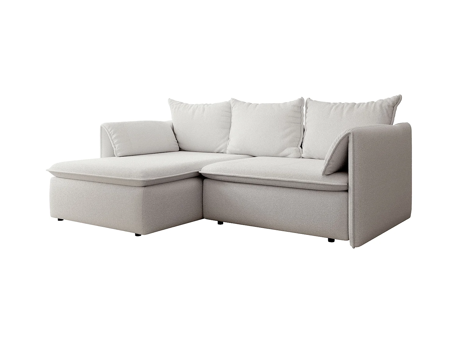 Hoekslaapbank met hoek links van beige stof met textuur AMELIA
