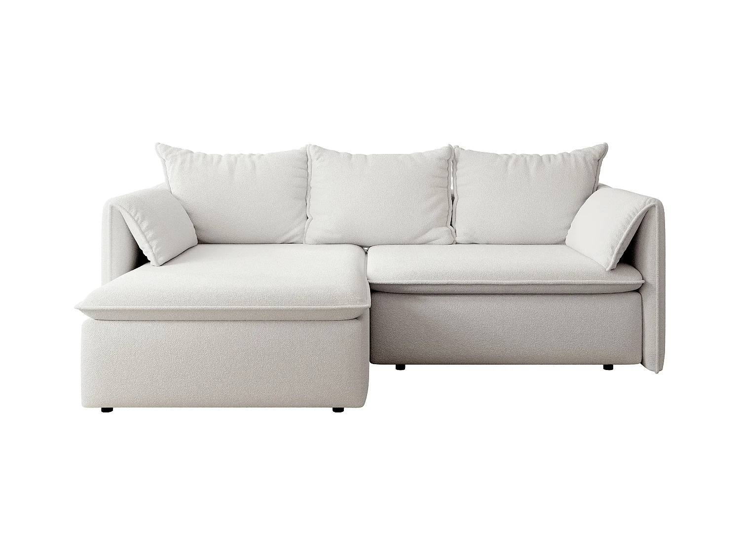 Hoekslaapbank met hoek links van beige stof met textuur AMELIA