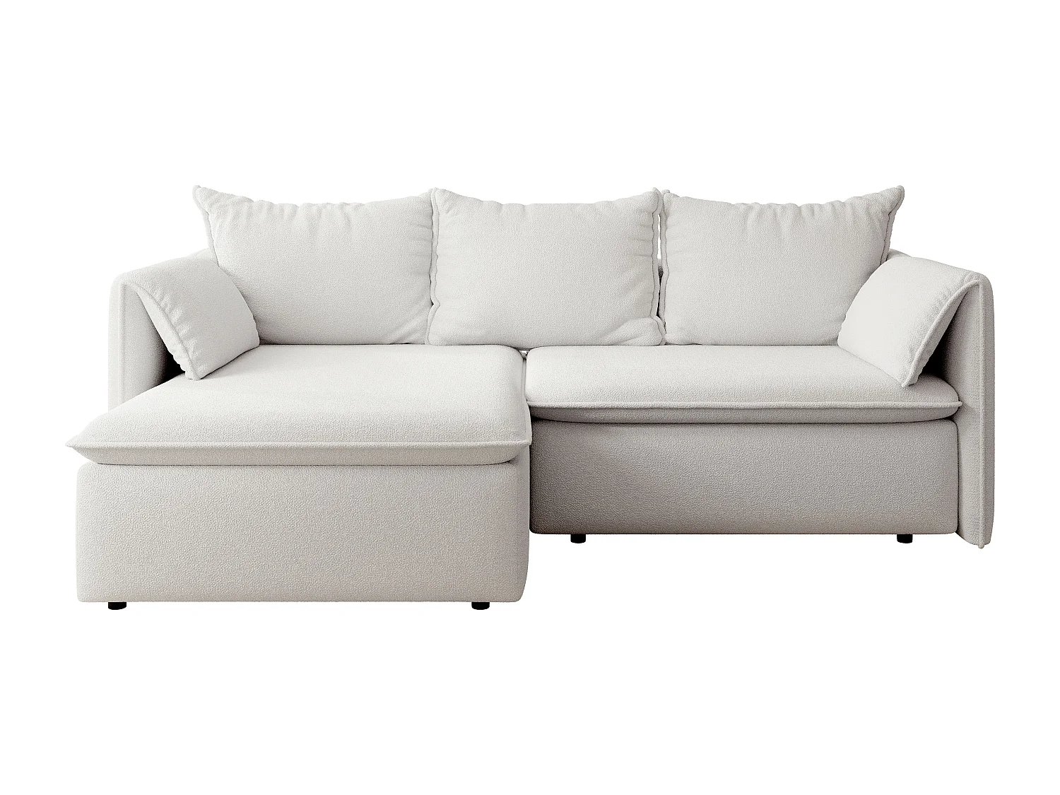 Canapé d'angle gauche convertible en tissu texturé beige TEODORA