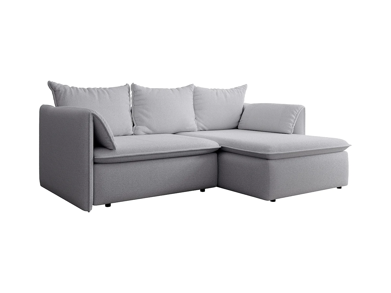 Ecksofa mit Schlaffunktion - Ecke rechts - Strukturstoff - Grau - TEODORA