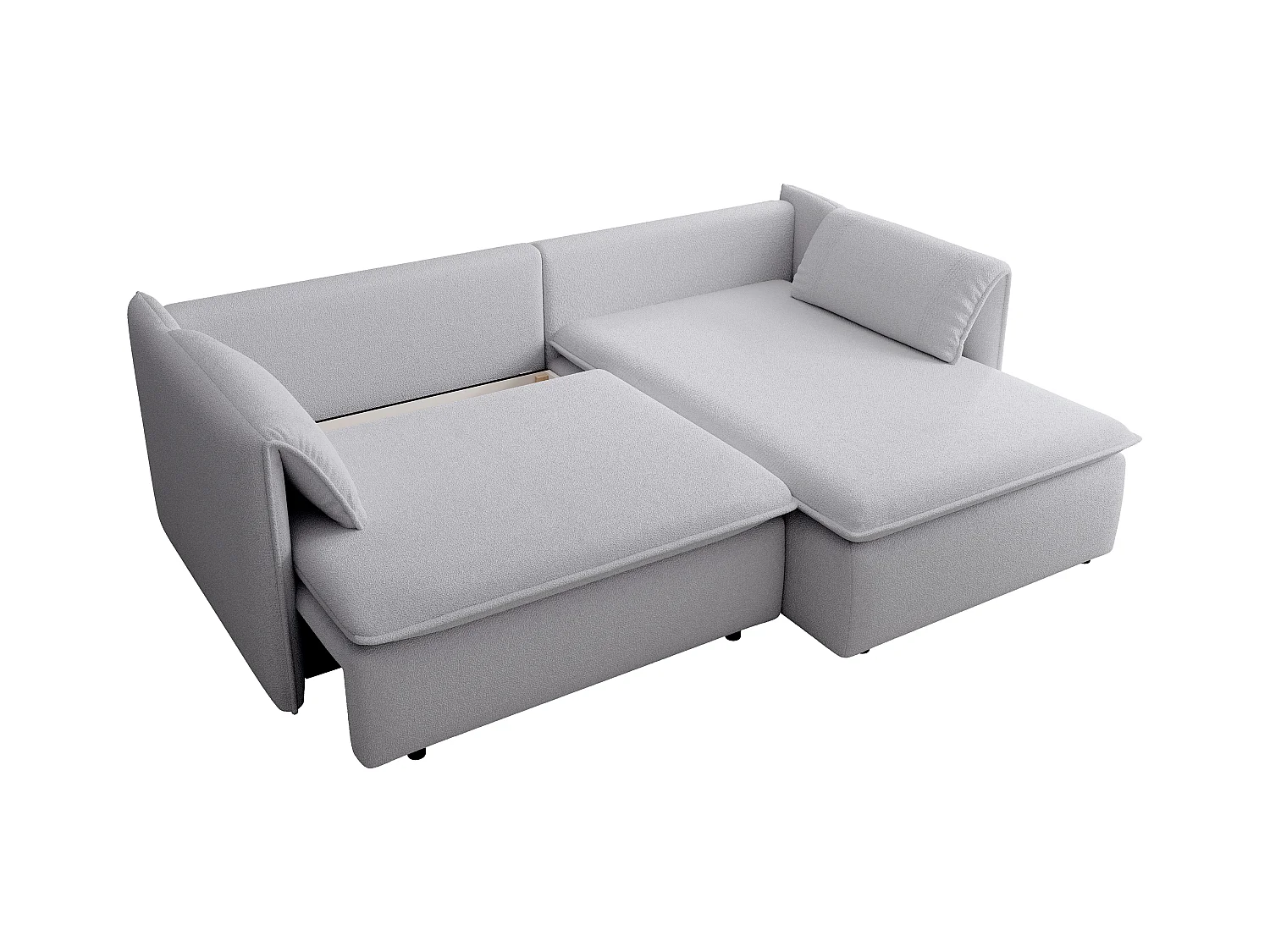 Ecksofa mit Schlaffunktion - Ecke rechts - Strukturstoff - Grau - TEODORA