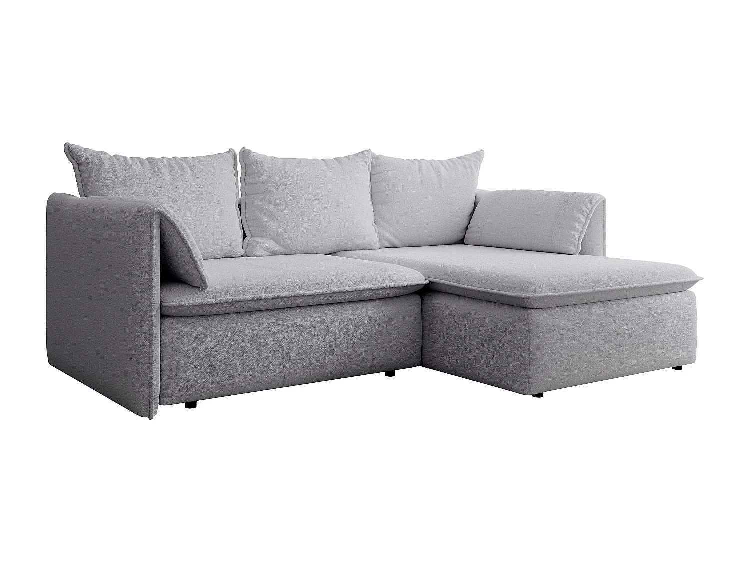 Canapé d'angle droit convertible en tissu texturé gris TEODORA
