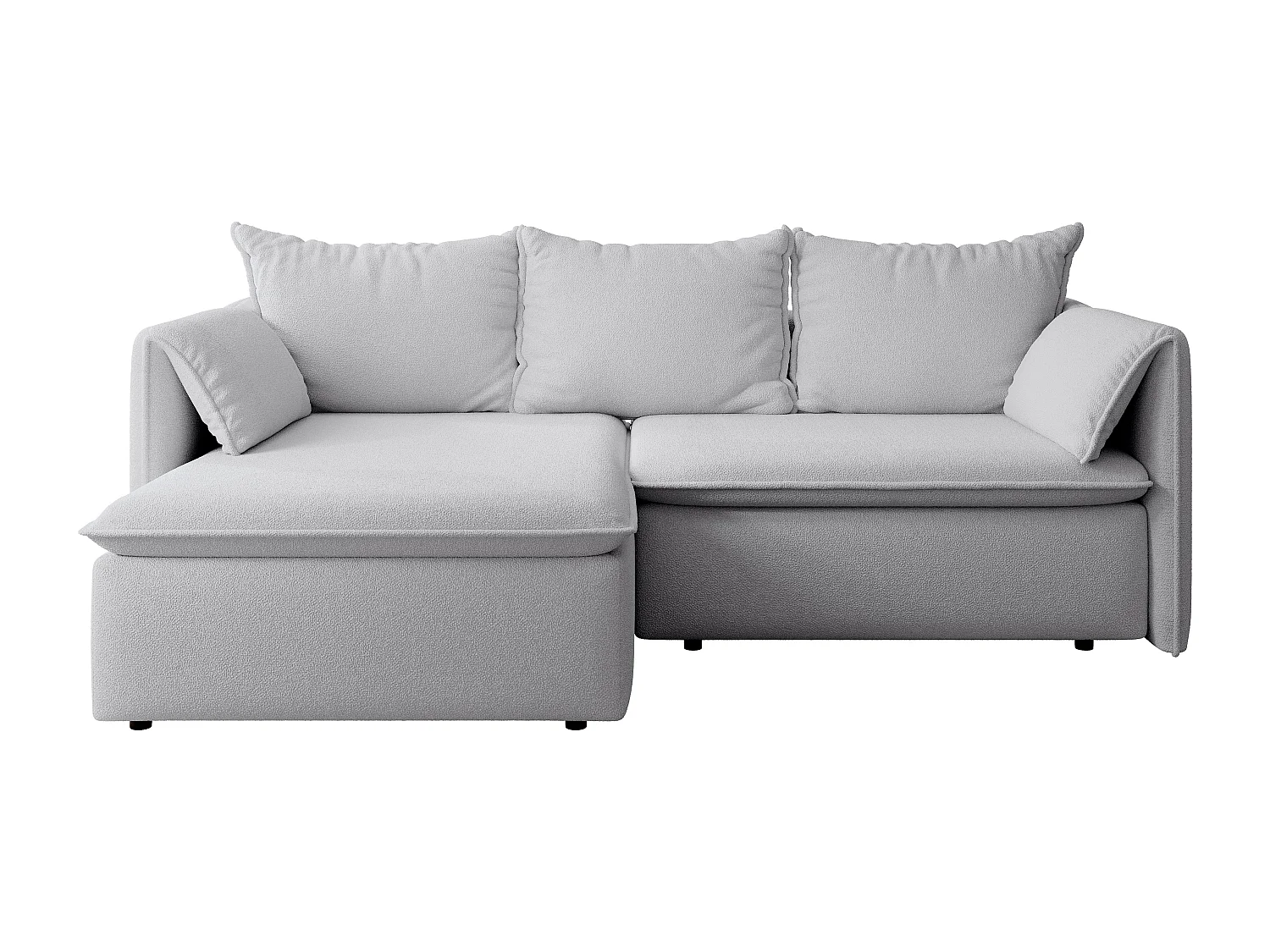Hoekslaapbank met hoek links van grijze stof met textuur TEODORA