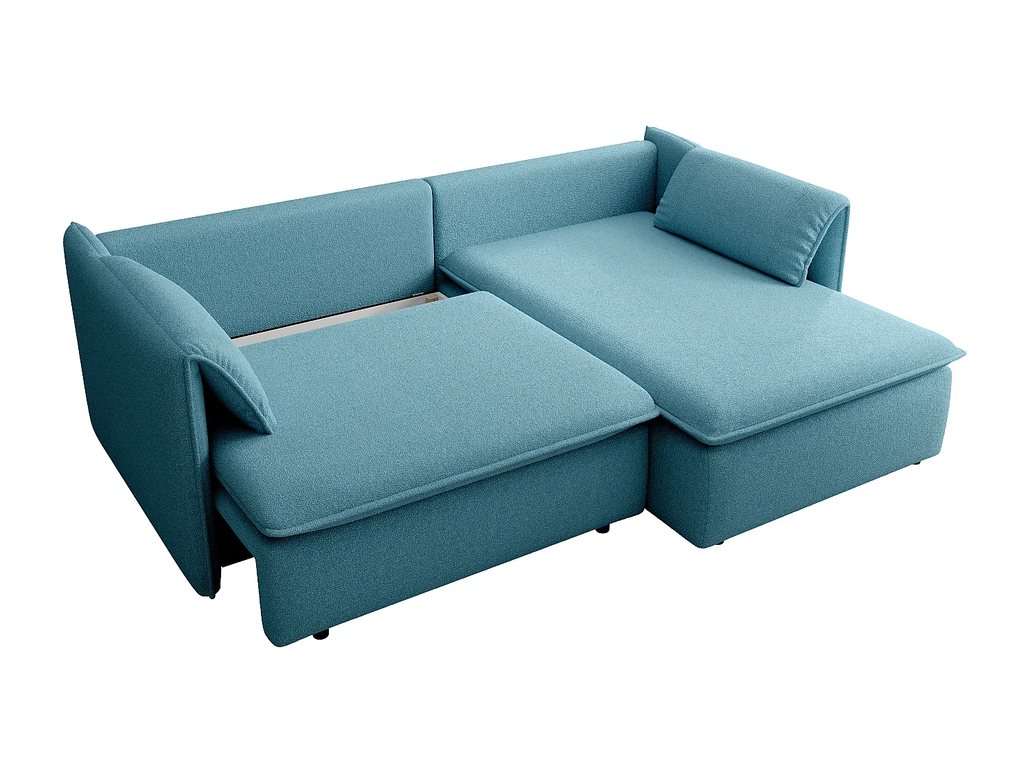Ecksofa mit Schlaffunktion - Ecke rechts - Strukturstoff - Blau - TEODORA