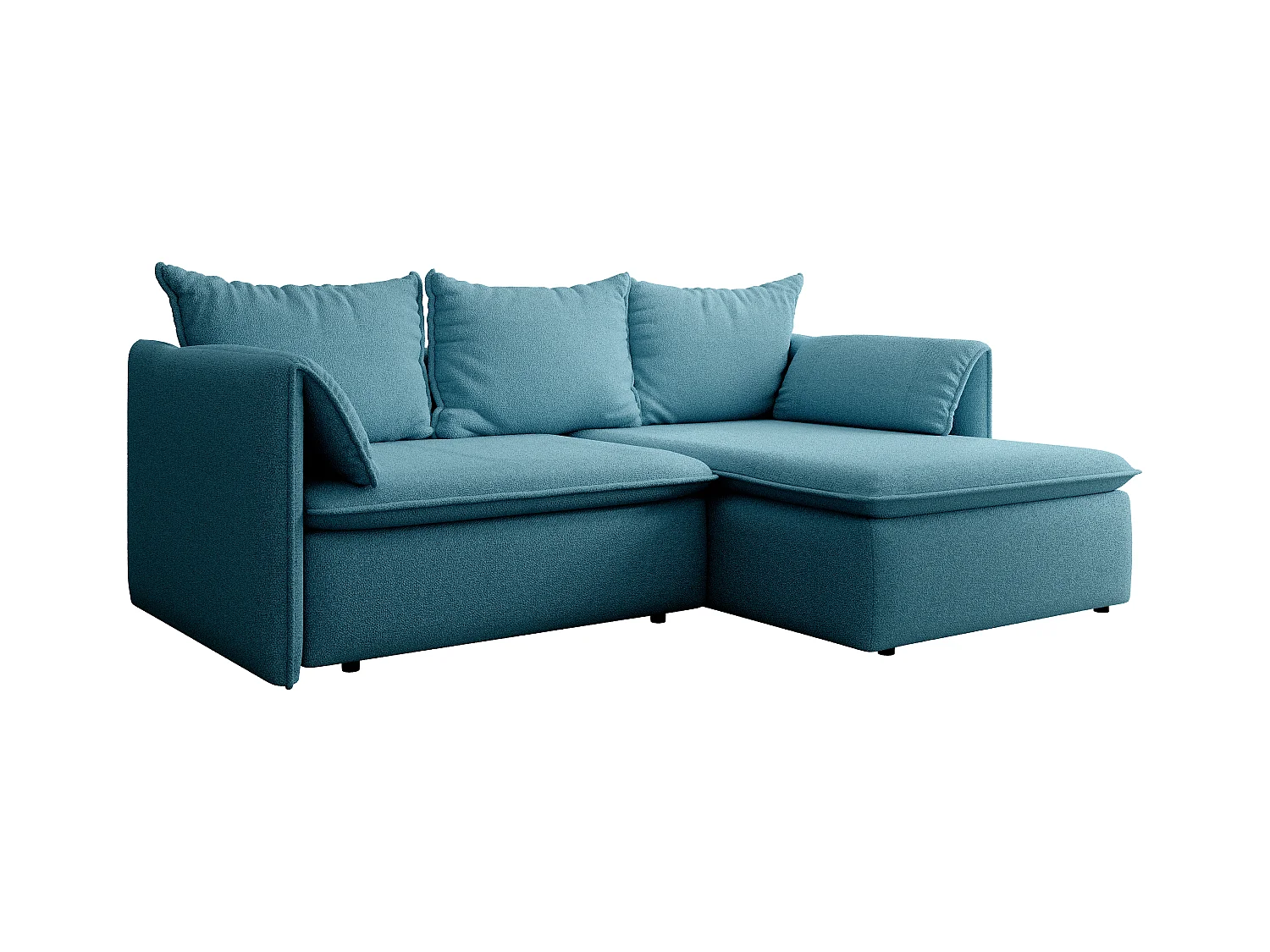 Ecksofa mit Schlaffunktion - Ecke rechts - Strukturstoff - Blau - TEODORA