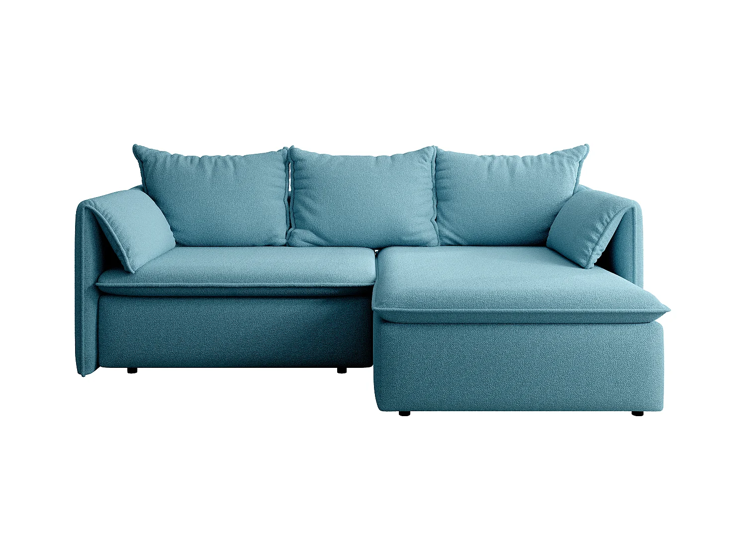 Ecksofa mit Schlaffunktion - Ecke rechts - Strukturstoff - Blau - TEODORA