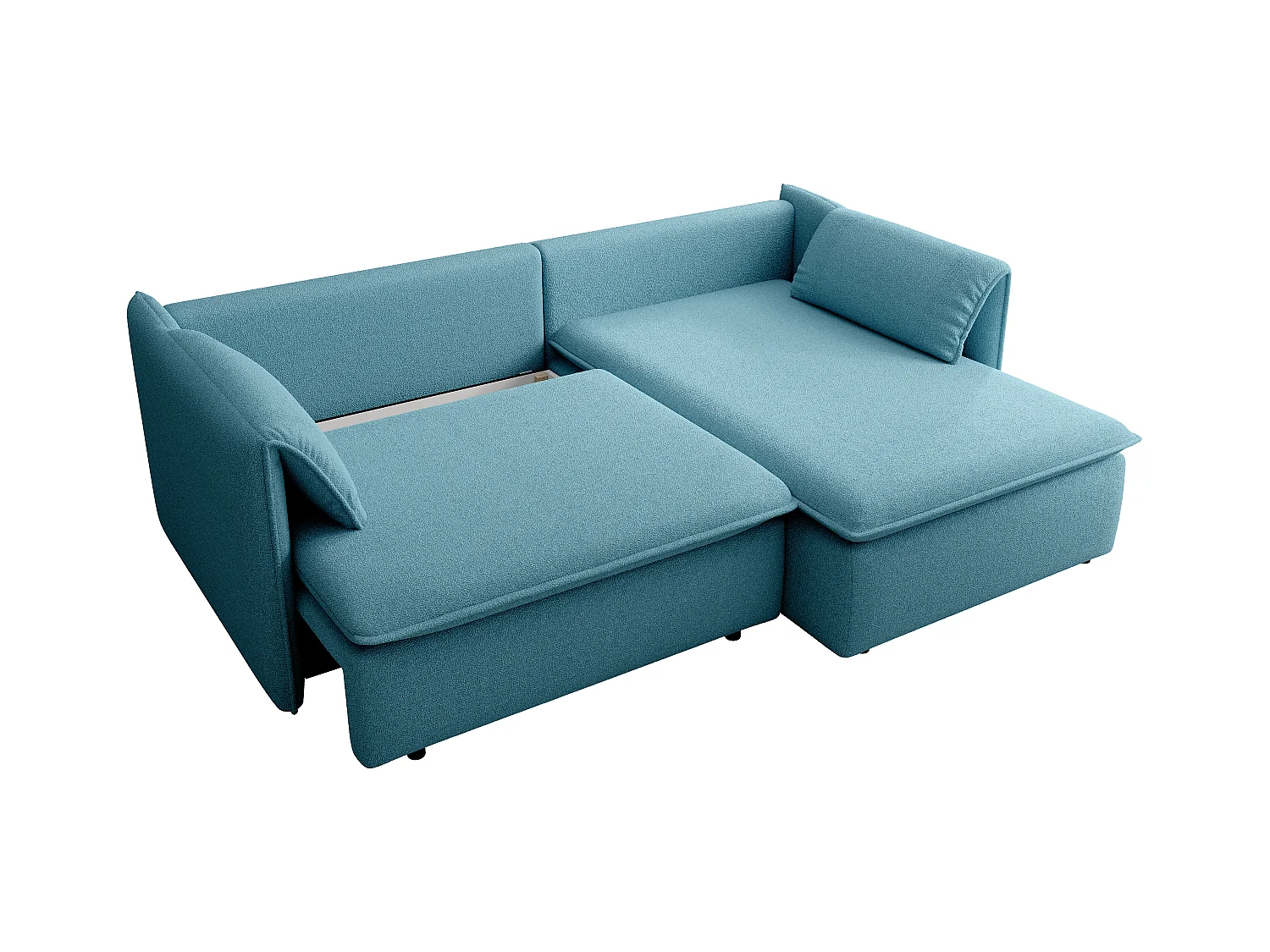Ecksofa mit Schlaffunktion - Ecke rechts - Strukturstoff - Blau - TEODORA