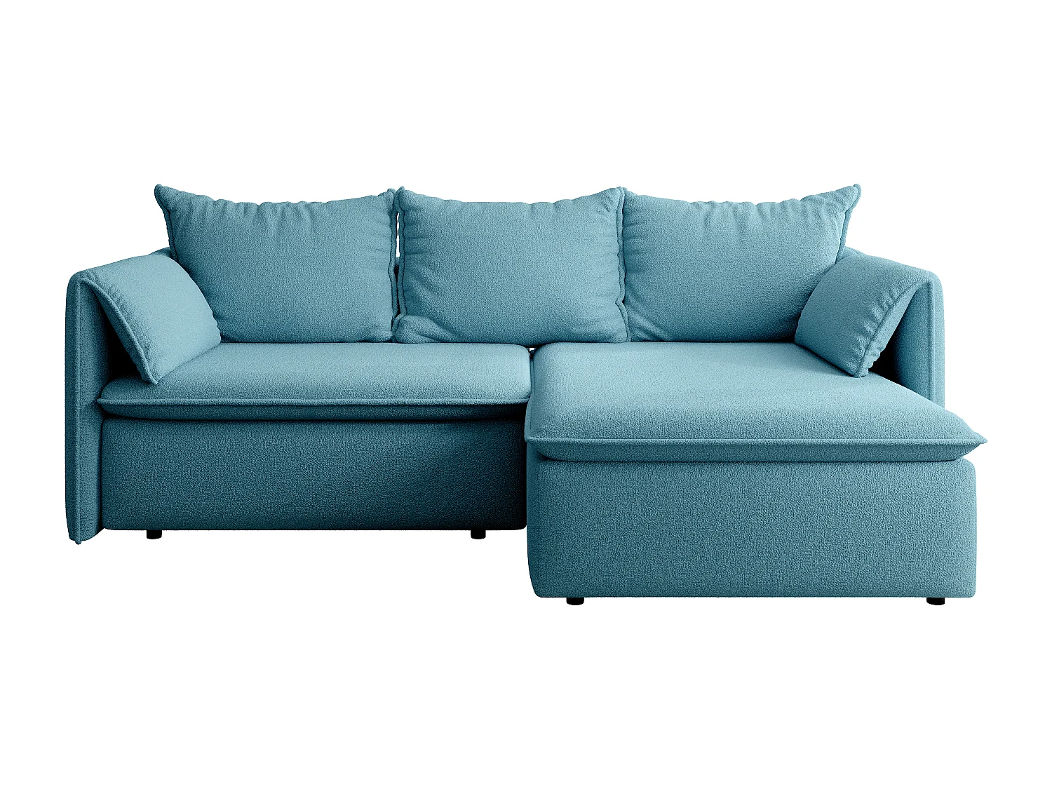 Ecksofa mit Schlaffunktion - Ecke rechts - Strukturstoff - Blau - TEODORA
