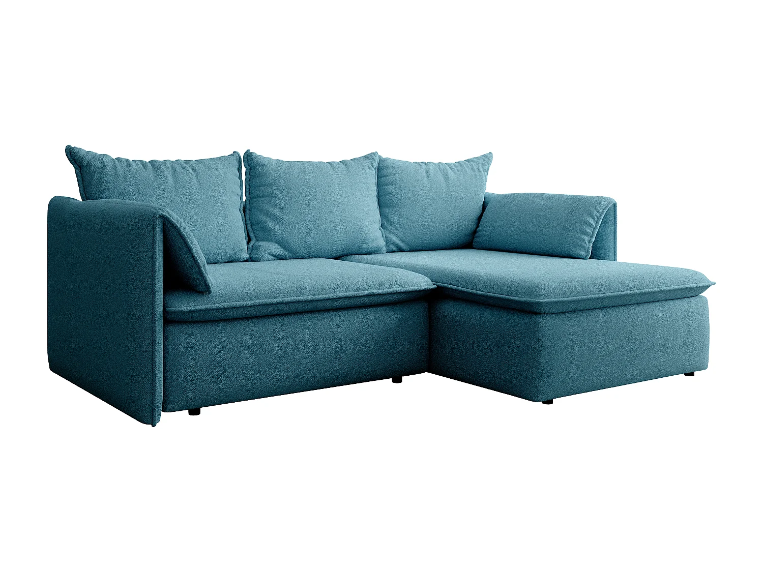 Ecksofa mit Schlaffunktion - Ecke rechts - Strukturstoff - Blau - TEODORA