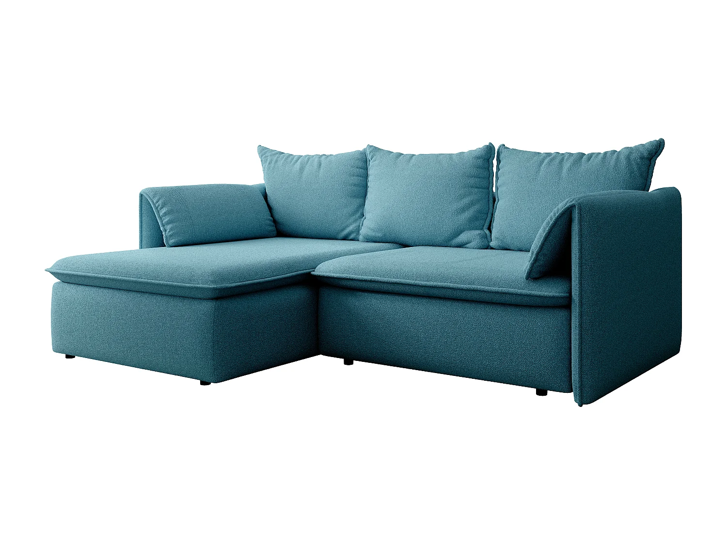 Ecksofa mit Schlaffunktion - Ecke links - Strukturstoff - Blau - TEODORA