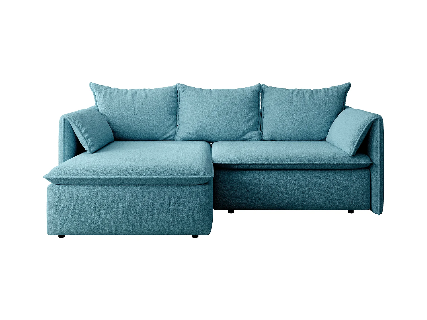 Canapé d'angle gauche convertible en tissu texturé bleu TEODORA