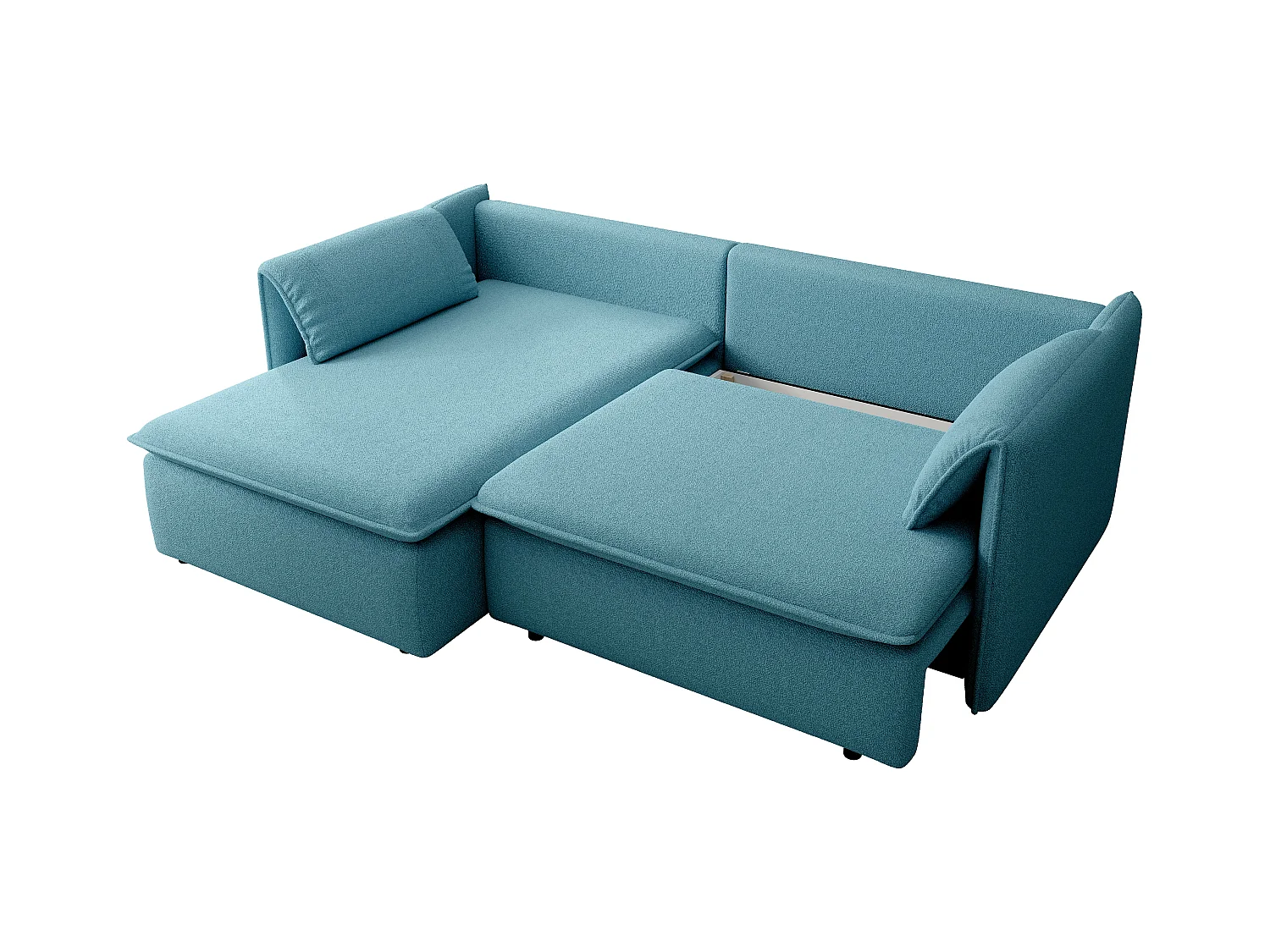 Canapé d'angle gauche convertible en tissu texturé bleu TEODORA