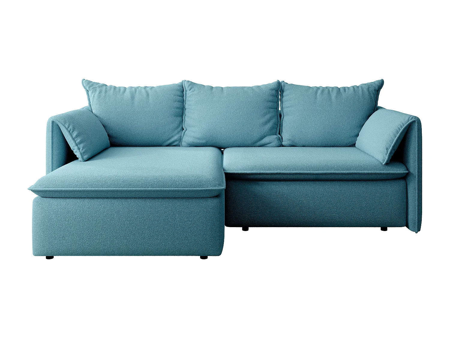 Canapé d'angle gauche convertible en tissu texturé bleu TEODORA