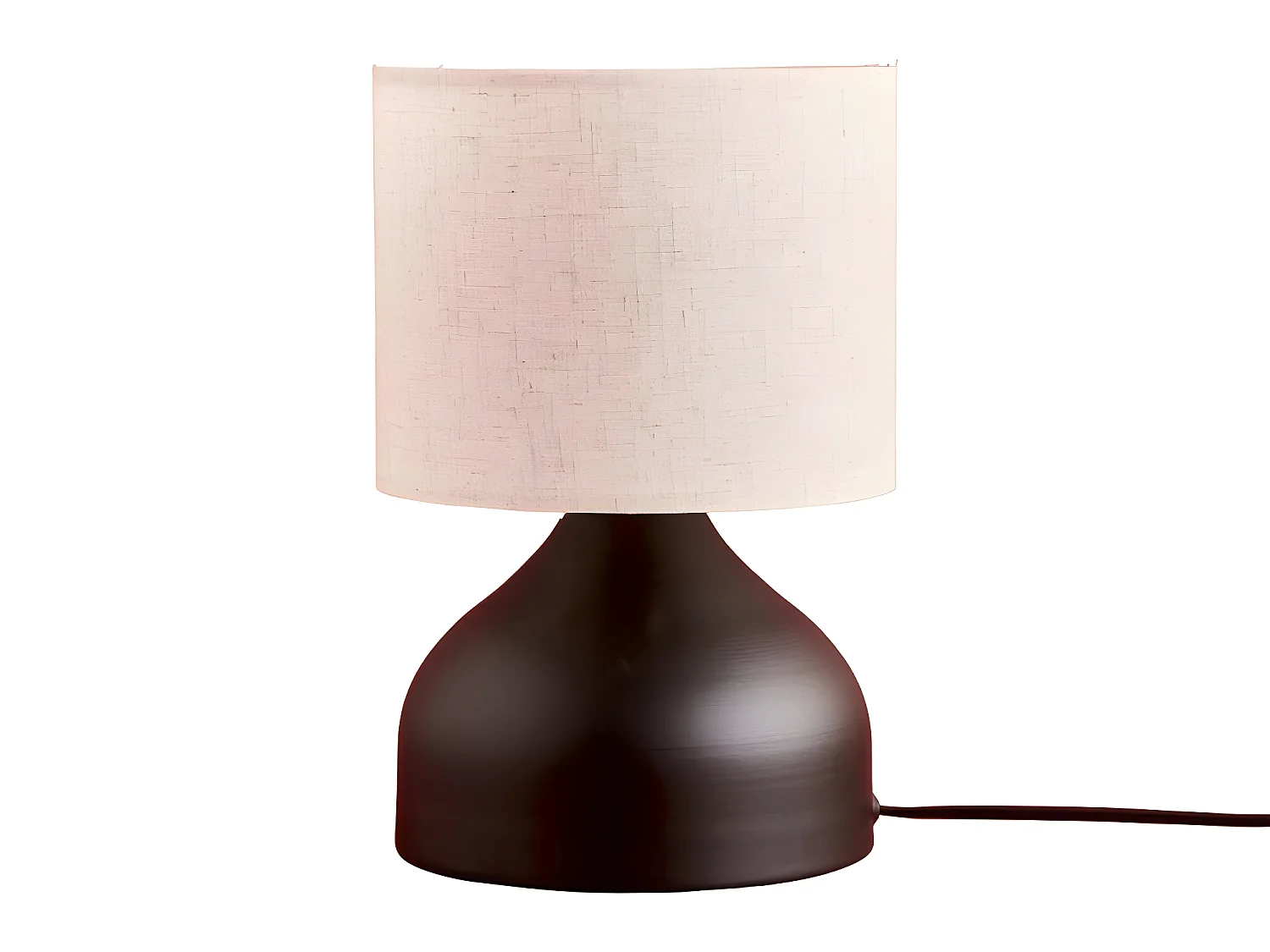 Lampe à poser avec pied en métal et abat-jour en tissu 1xE27 ø18,5cm - Noir et Crème